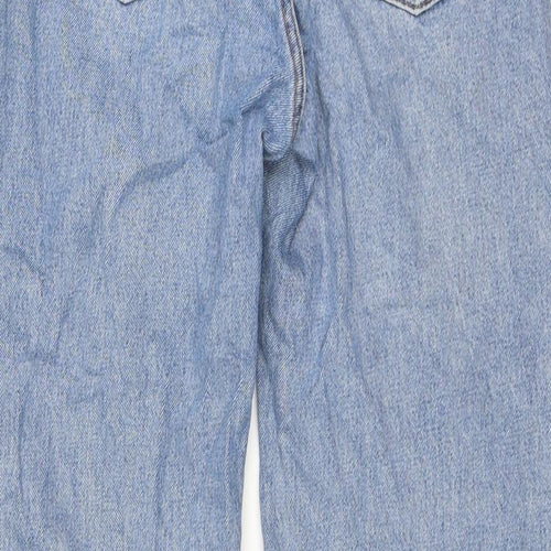 Monki Womens Blue Cotton Wide-Leg Jeans Size 28 L30 in Regular Zip