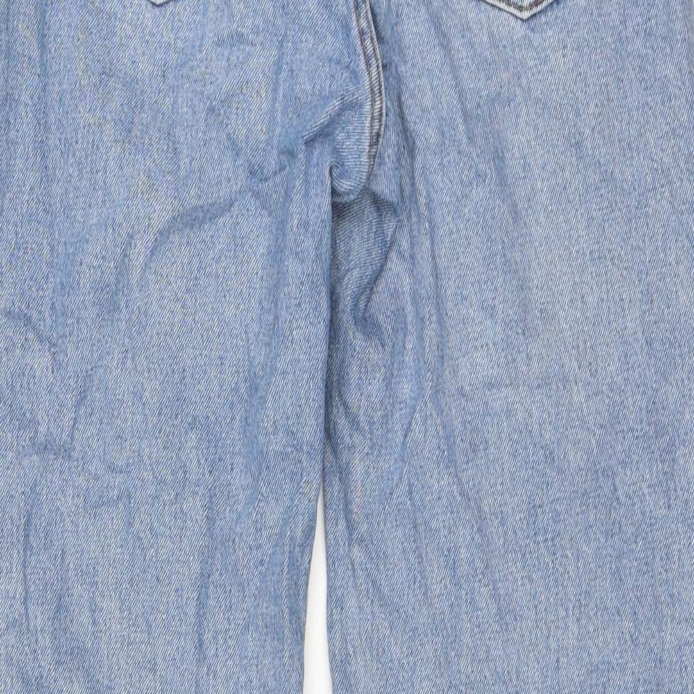 Monki Womens Blue Cotton Wide-Leg Jeans Size 28 L30 in Regular Zip