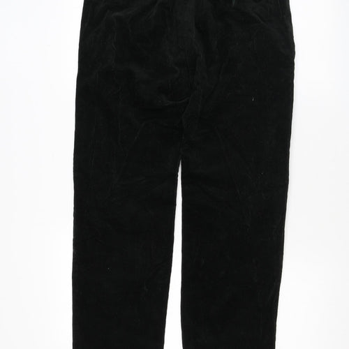 Marks and Spencer Mens Black Cotton Trousers Size 32 in L29 in Regular Zip