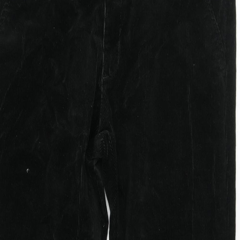 Marks and Spencer Mens Black Cotton Trousers Size 32 in L29 in Regular Zip