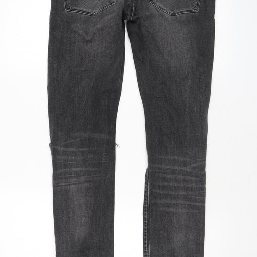 River Island Mens Grey Cotton Skinny Jeans Size 28 in L34 in Regular Zip