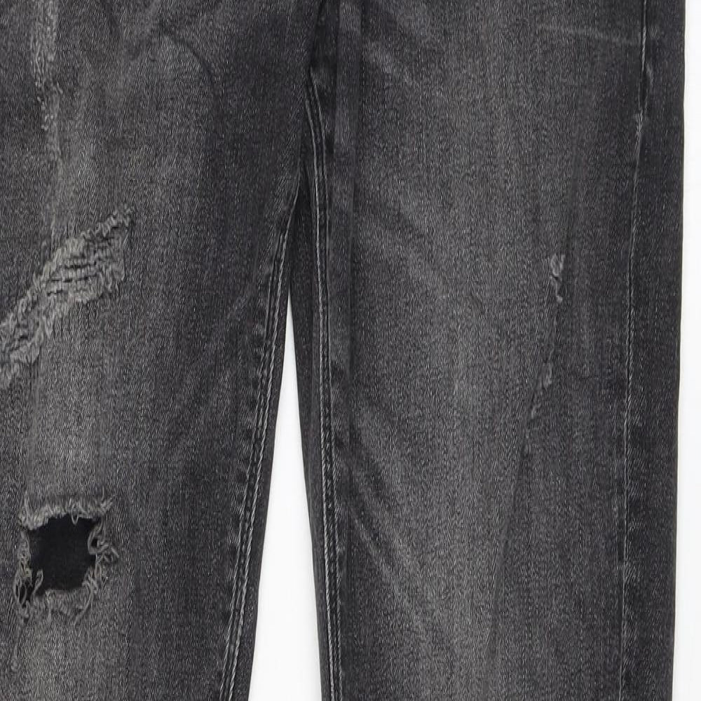 River Island Mens Grey Cotton Skinny Jeans Size 28 in L34 in Regular Zip
