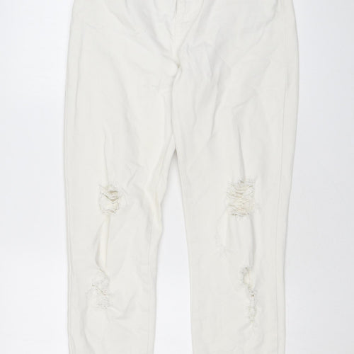 Topshop Womens White Cotton Mom Jeans Size 28 in L34 in Regular Zip