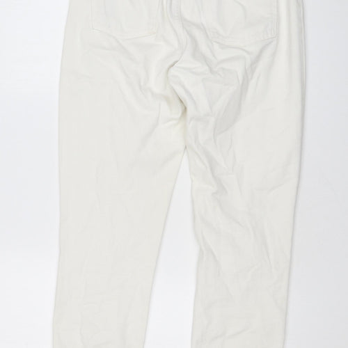 Topshop Womens White Cotton Mom Jeans Size 28 in L34 in Regular Zip