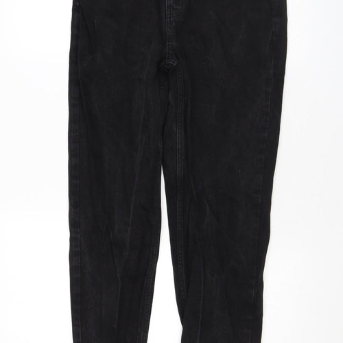 Topshop Womens Black Cotton Straight Jeans Size 28 L32 in Regular Zip