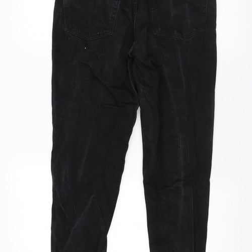 Topshop Womens Black Cotton Straight Jeans Size 28 L32 in Regular Zip