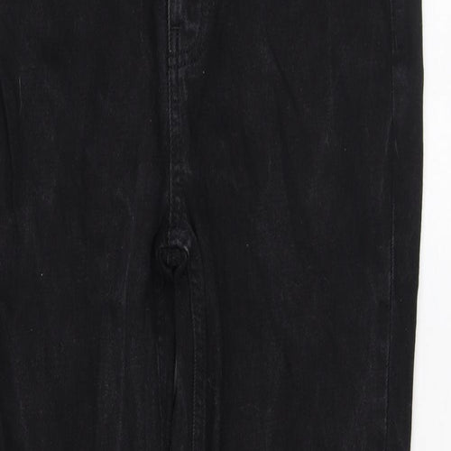 Topshop Womens Black Cotton Straight Jeans Size 28 L32 in Regular Zip