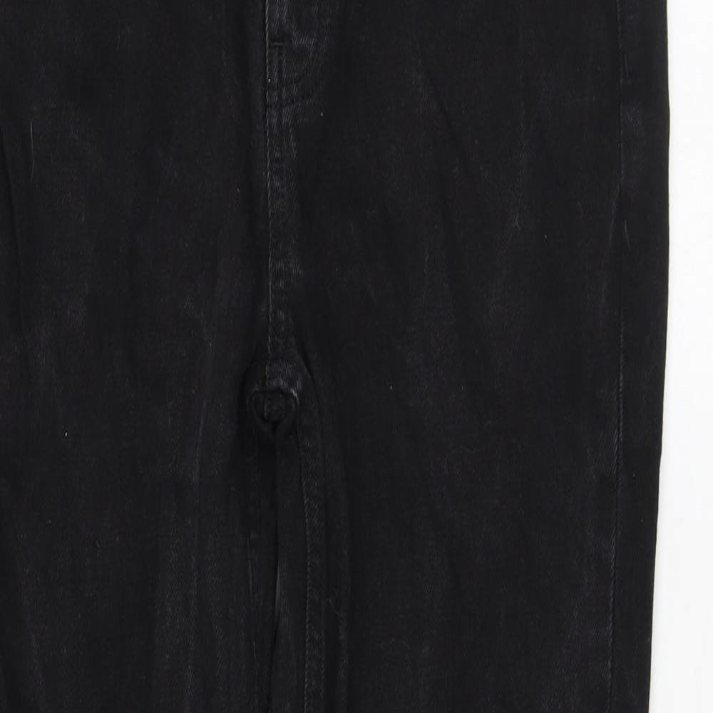 Topshop Womens Black Cotton Straight Jeans Size 28 L32 in Regular Zip