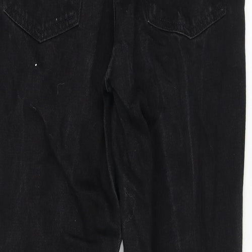 Topshop Womens Black Cotton Straight Jeans Size 28 L32 in Regular Zip