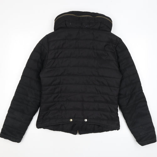 Rising Womens Black Puffer Jacket Coat Size M Zip