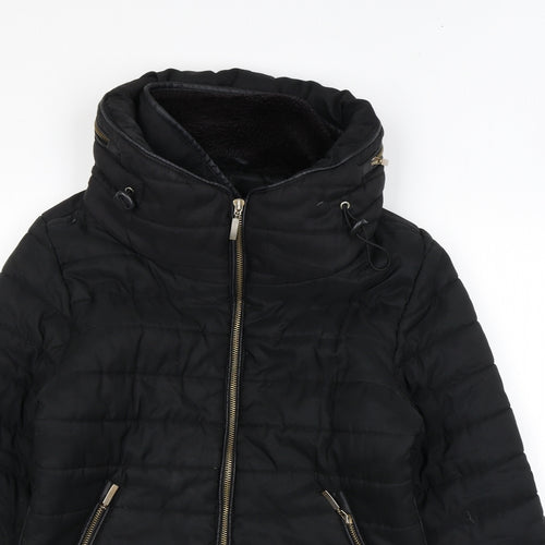 Rising Womens Black Puffer Jacket Coat Size M Zip
