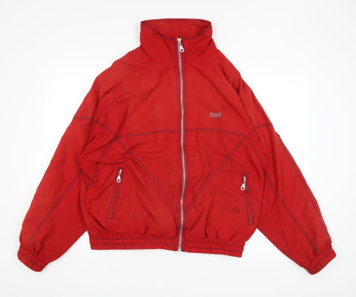 Rodeo Mens Red Bomber Jacket Jacket Size M Zip