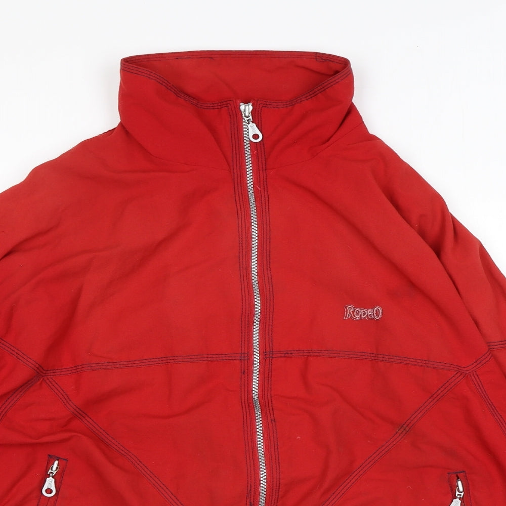 Rodeo Mens Red Bomber Jacket Jacket Size M Zip