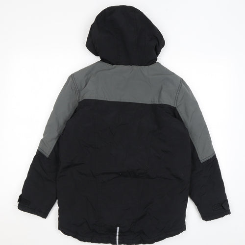 Flipback Boys Black Basic Coat Coat Size 9-10 Years Zip