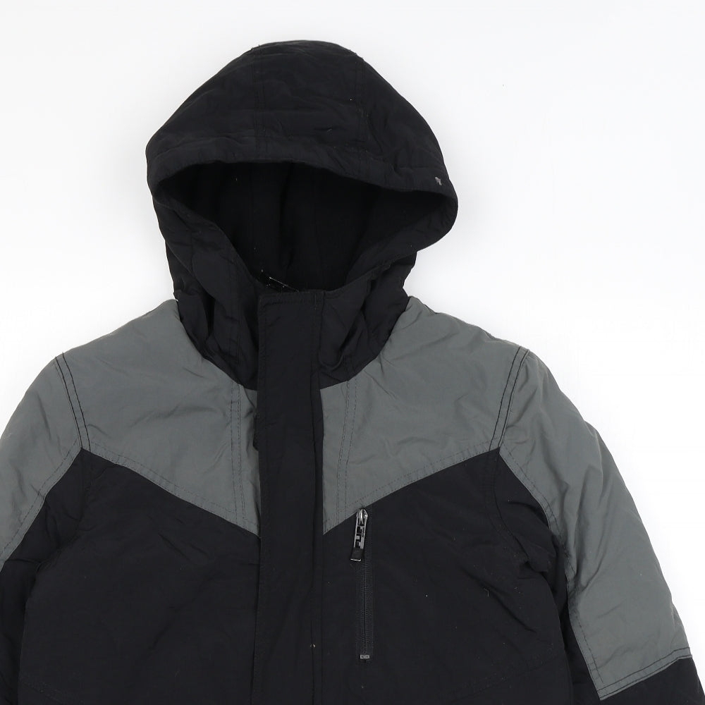 Flipback Boys Black Basic Coat Coat Size 9-10 Years Zip