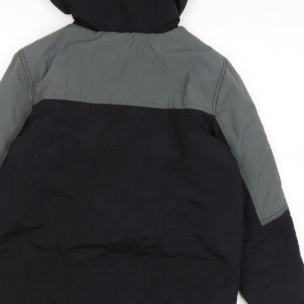 Flipback Boys Black Basic Coat Coat Size 9-10 Years Zip