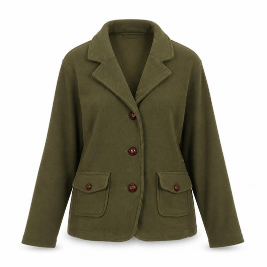 Front view of Avitano women’s green jacket, size S, button