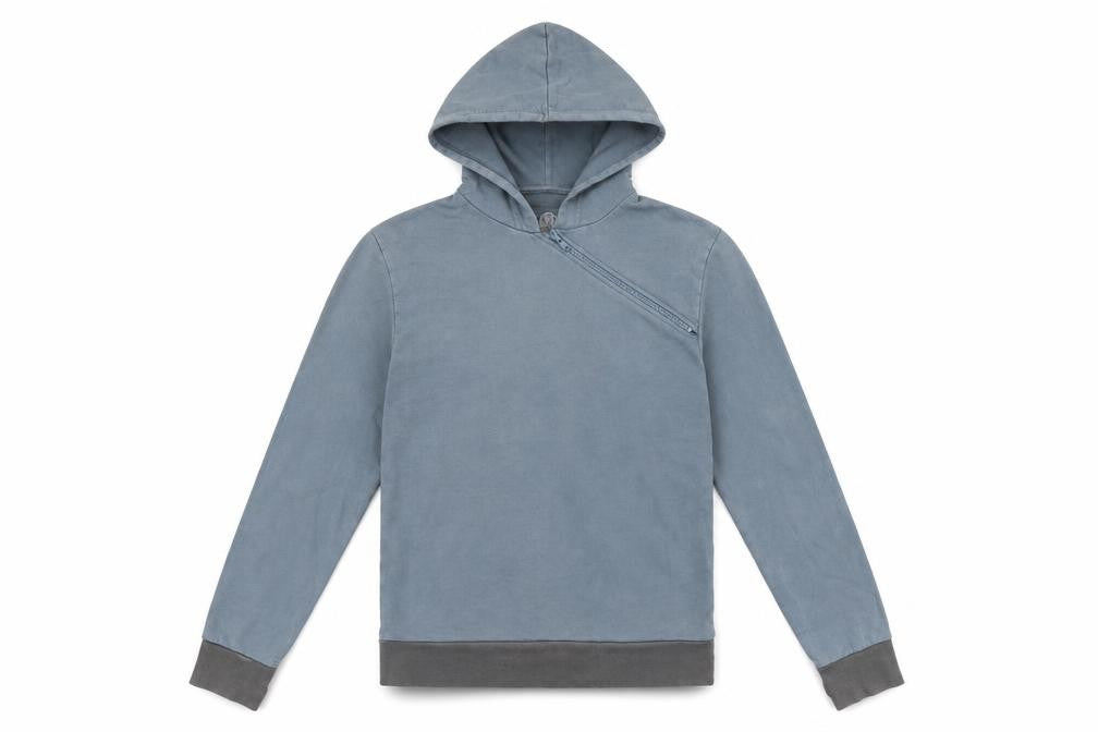 Front view of Burton women’s blue cotton pullover hoodie, size S, pullover