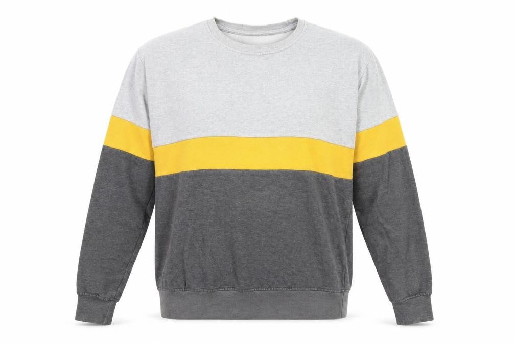 Front view of Thread Mills men’s grey polyester pullover sweatshirt, size XL