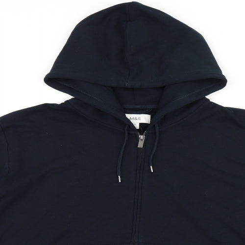 Marks and Spencer Mens Black Cotton Full Zip Sweatshirt Size 2XL