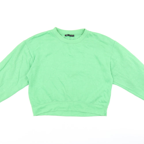 Zara Womens Green Polyester Pullover Sweatshirt Size S Pullover