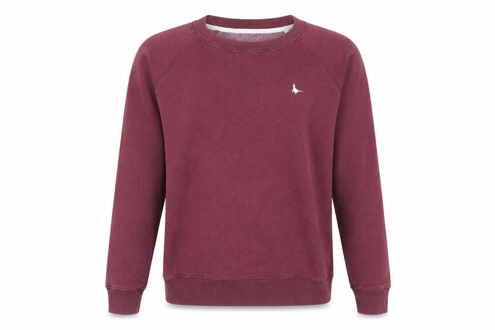 Front view of Jack Wills women’s red cotton pullover sweatshirt, size UK 6, pullover