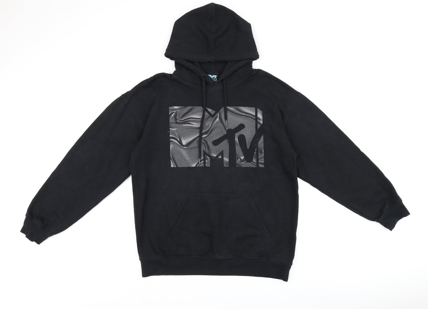 MTV Mens Black Cotton Pullover Hoodie Size M - MTV logo