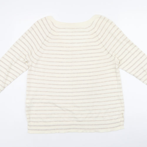 Gap Womens Beige Striped Cotton Jersey T-Shirt Size M Scoop Neck
