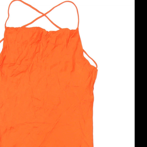 Zara Womens Red Viscose Camisole Tank Size S Square Neck