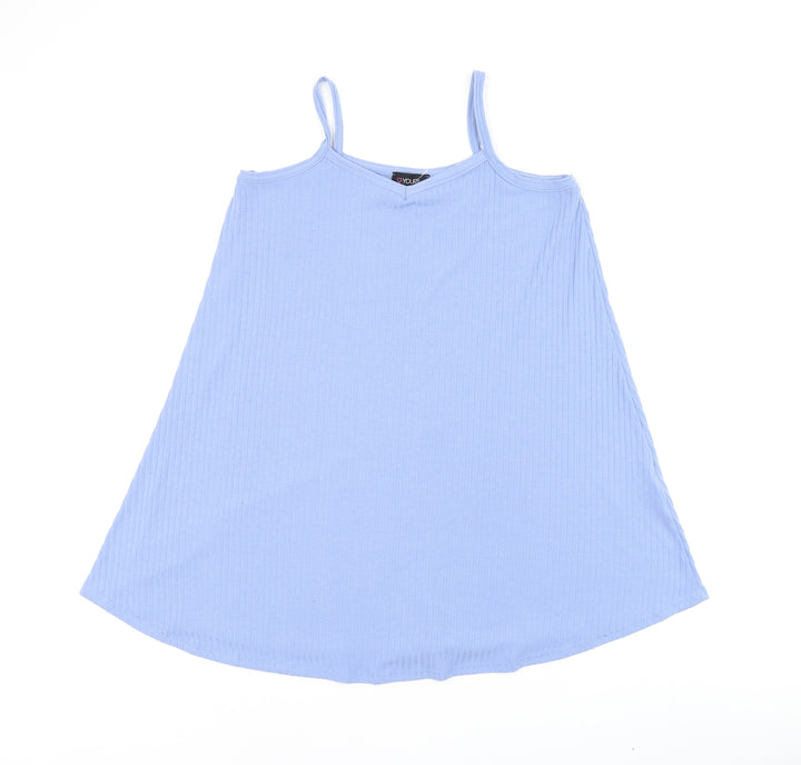 Love Yours Womens Blue Polyester Jersey T-Shirt Size 14 Square Neck