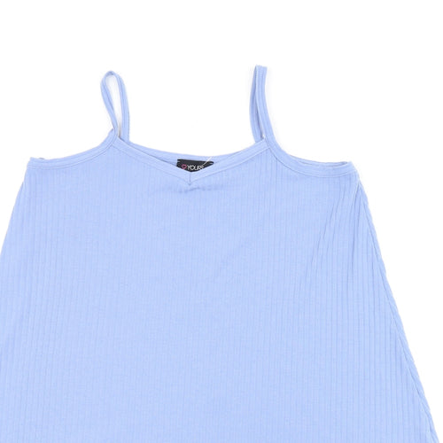Love Yours Womens Blue Polyester Jersey T-Shirt Size 14 Square Neck