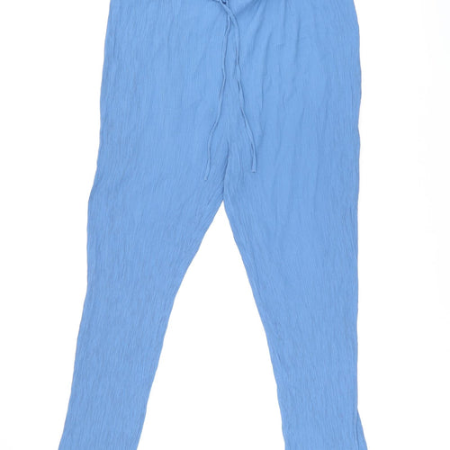 Bonmarché Womens Blue Viscose Sweatpants Trousers Size 24 L28 in Regular Drawstring