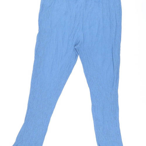 Bonmarché Womens Blue Viscose Sweatpants Trousers Size 24 L28 in Regular Drawstring