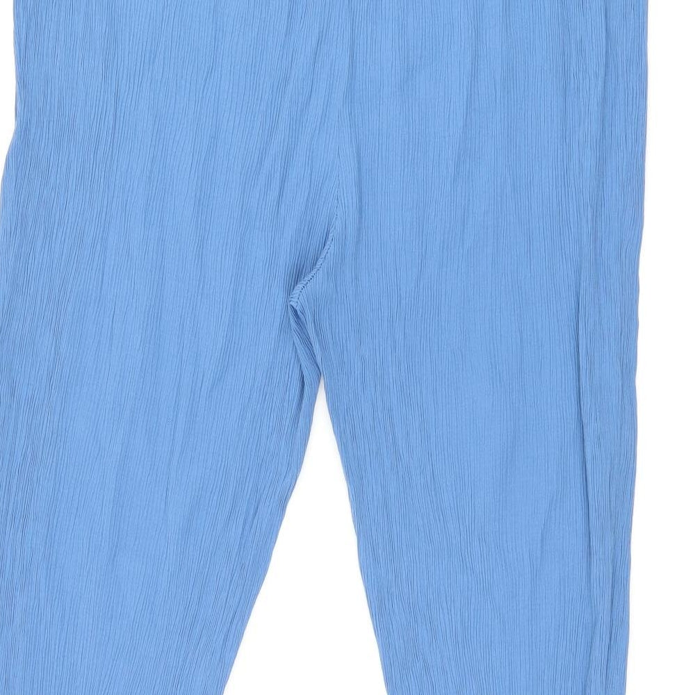 Bonmarché Womens Blue Viscose Sweatpants Trousers Size 24 L28 in Regular Drawstring