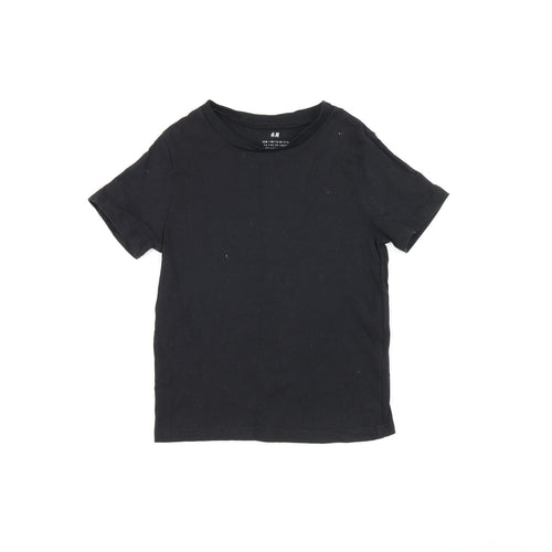 H&M Boys Black Cotton Jersey T-Shirt Size 4-5 Years Round Neck Pullover - 4-6 years