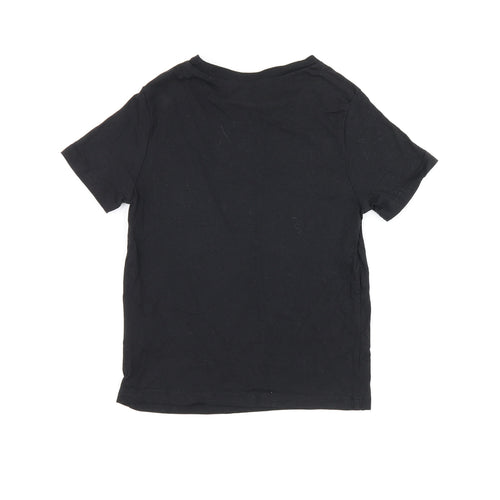 H&M Boys Black Cotton Jersey T-Shirt Size 4-5 Years Round Neck Pullover - 4-6 years