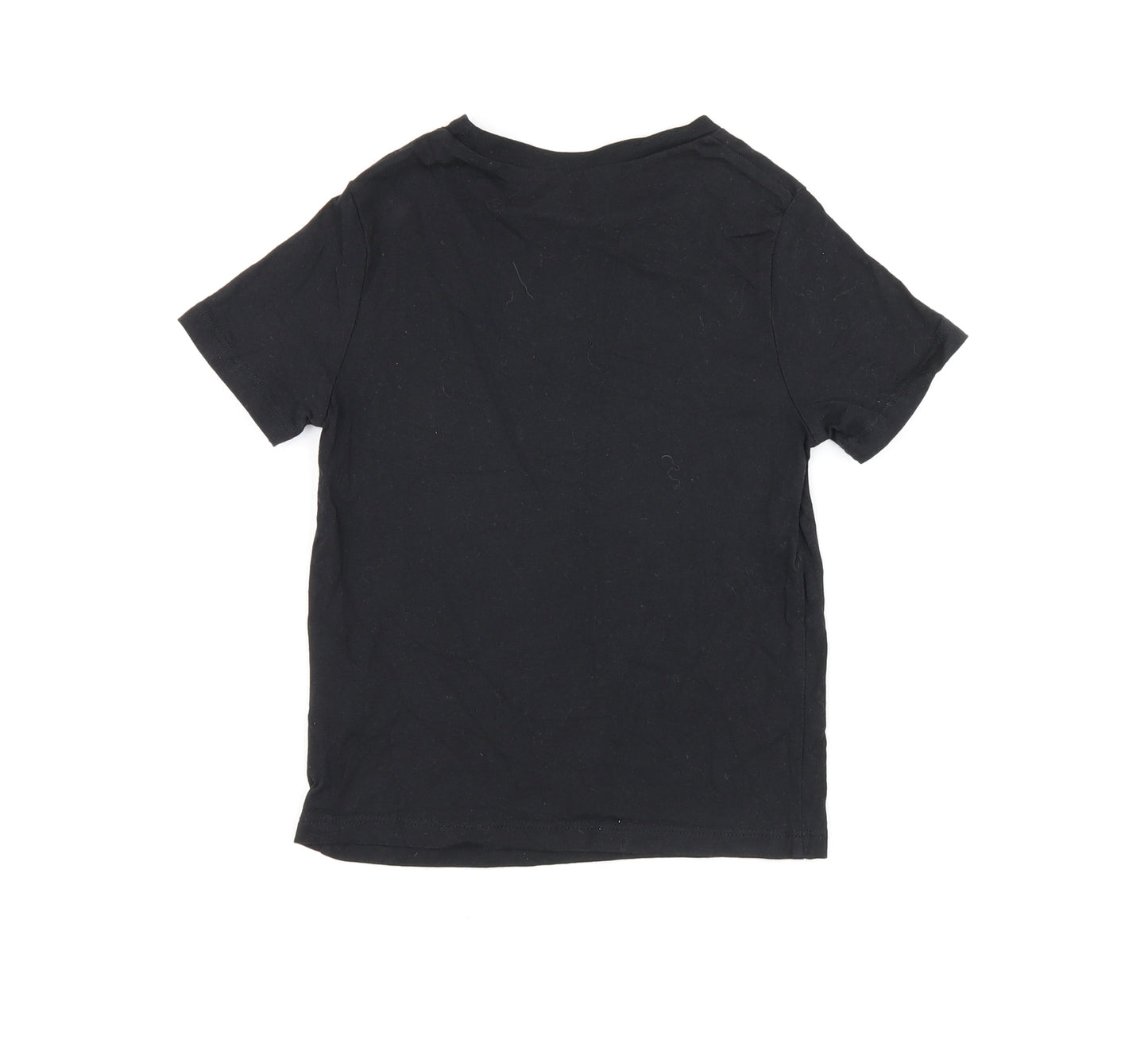 H&M Boys Black Cotton Jersey T-Shirt Size 4-5 Years Round Neck Pullover - 4-6 years