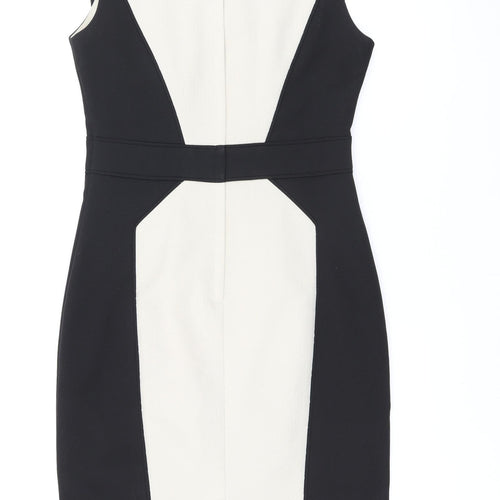 Dorothy Perkins Womens Black Polyester Pencil Dress Size 8 Scoop Neck Zip