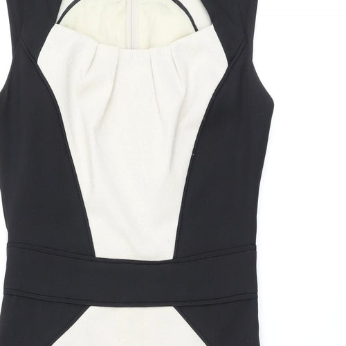 Dorothy Perkins Womens Black Polyester Pencil Dress Size 8 Scoop Neck Zip