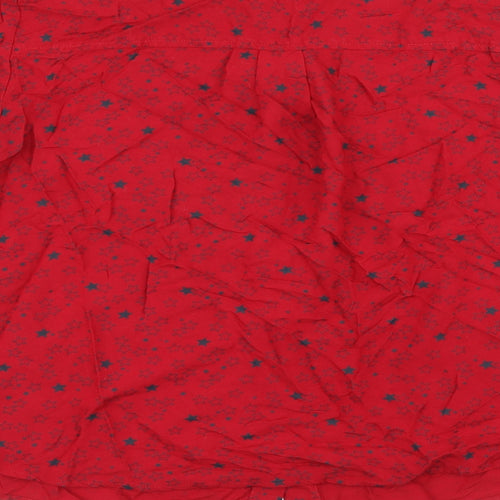 Marks and Spencer Womens Red Geometric Viscose Jersey Button-Up Size 14 Collared - Star print