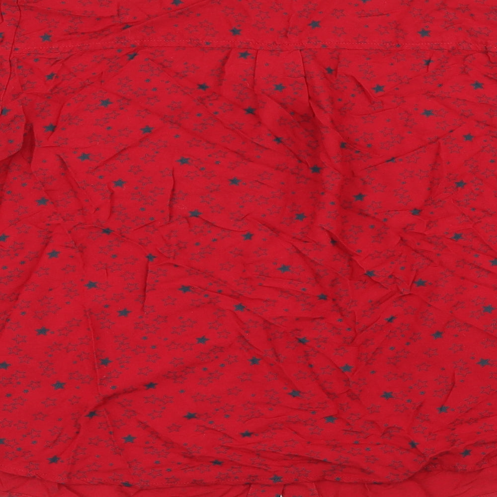 Marks and Spencer Womens Red Geometric Viscose Jersey Button-Up Size 14 Collared - Star print
