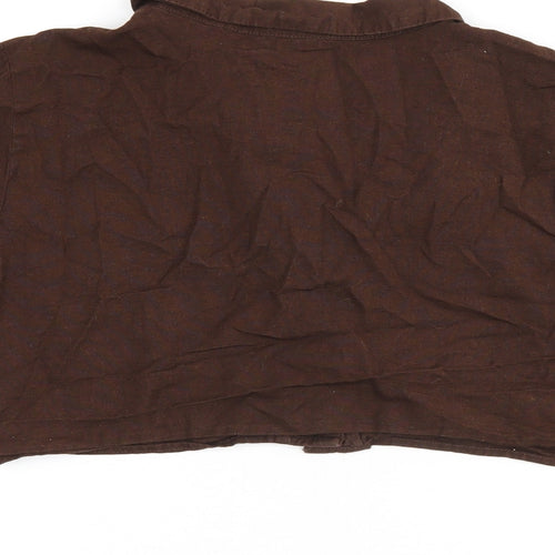 H&M Womens Brown Cotton Cropped Button-Up Size 6 Collared