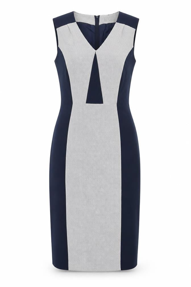 Dorothy Perkins Womens Blue Polyester Pencil Dress Size 8 V-Neck Zip