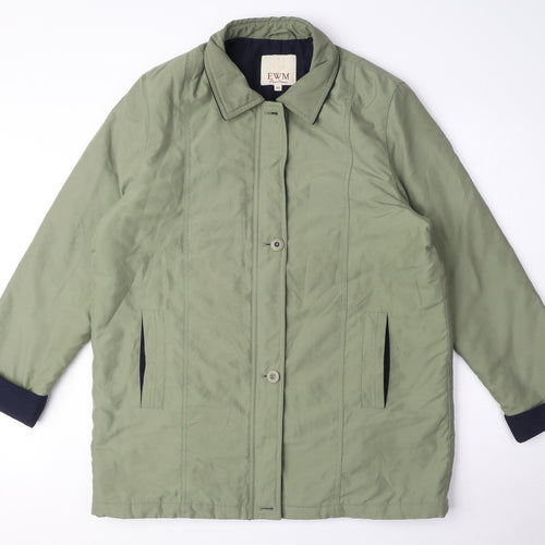 EWM Womens Green Parka Coat Size 16 Zip