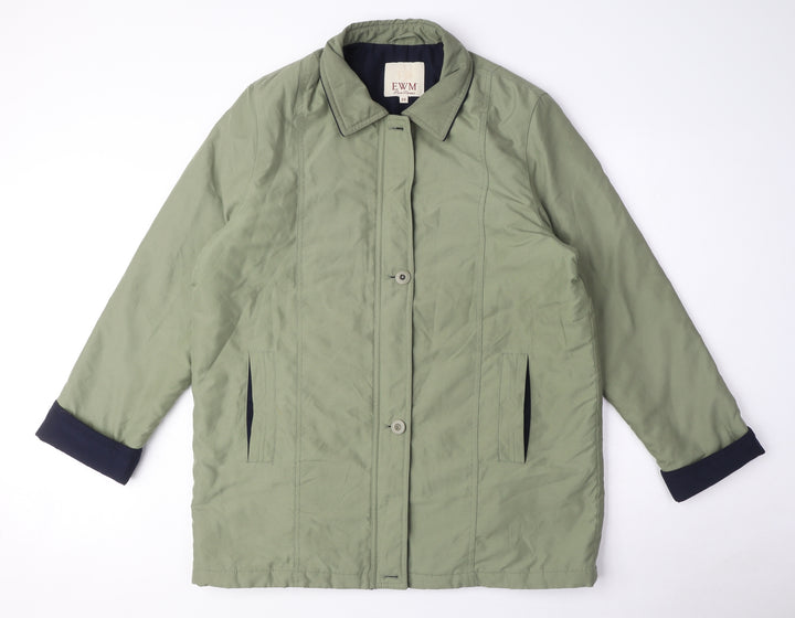 EWM Womens Green Parka Coat Size 16 Zip