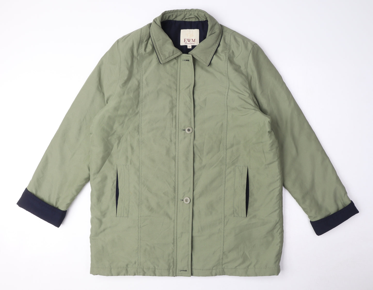 EWM Womens Green Parka Coat Size 16 Zip