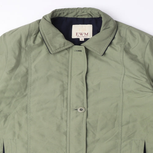 EWM Womens Green Parka Coat Size 16 Zip