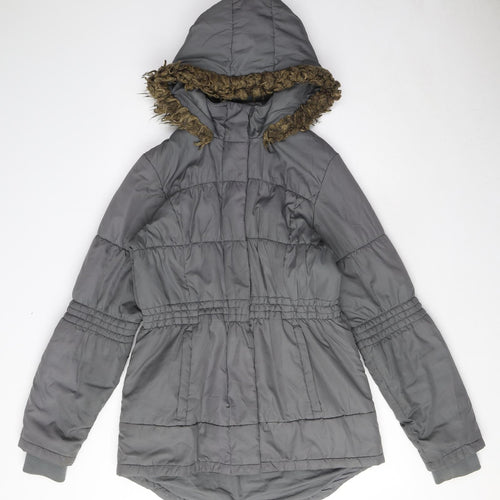 NEXT Womens Grey Parka Coat Size 10 Zip