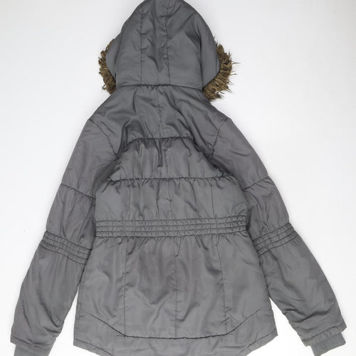 NEXT Womens Grey Parka Coat Size 10 Zip