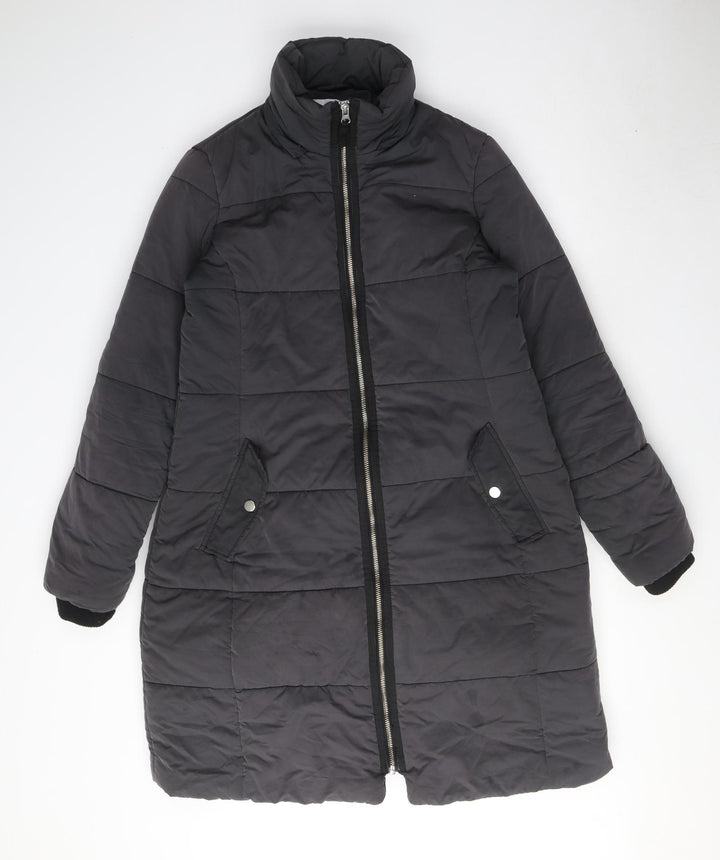 John Lewis Womens Grey Puffer Jacket Coat Size 10 Zip